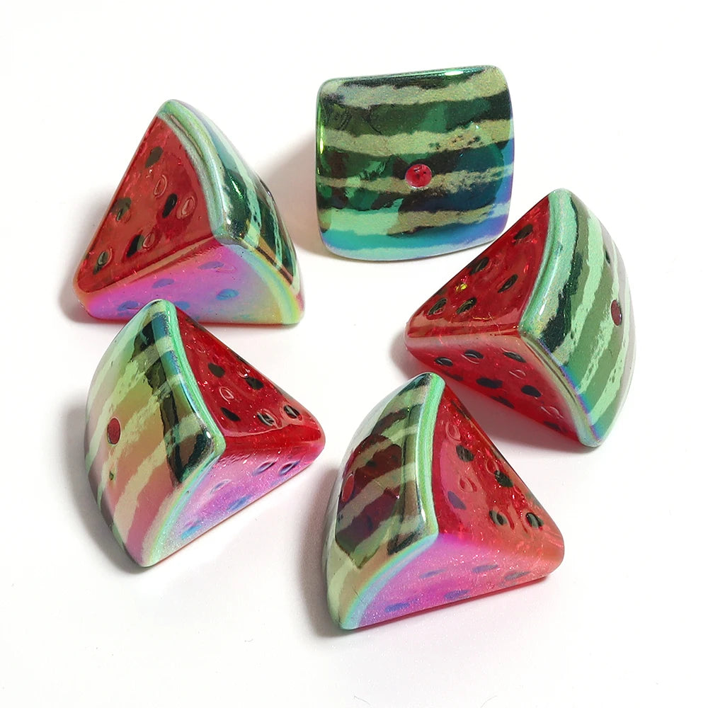 Watermelon Acrylic Fruit Spacer Beads – DIY Jewelry 5-10pcs Acrylic Spacer Beads PLUSH 22x24mm 5pcs