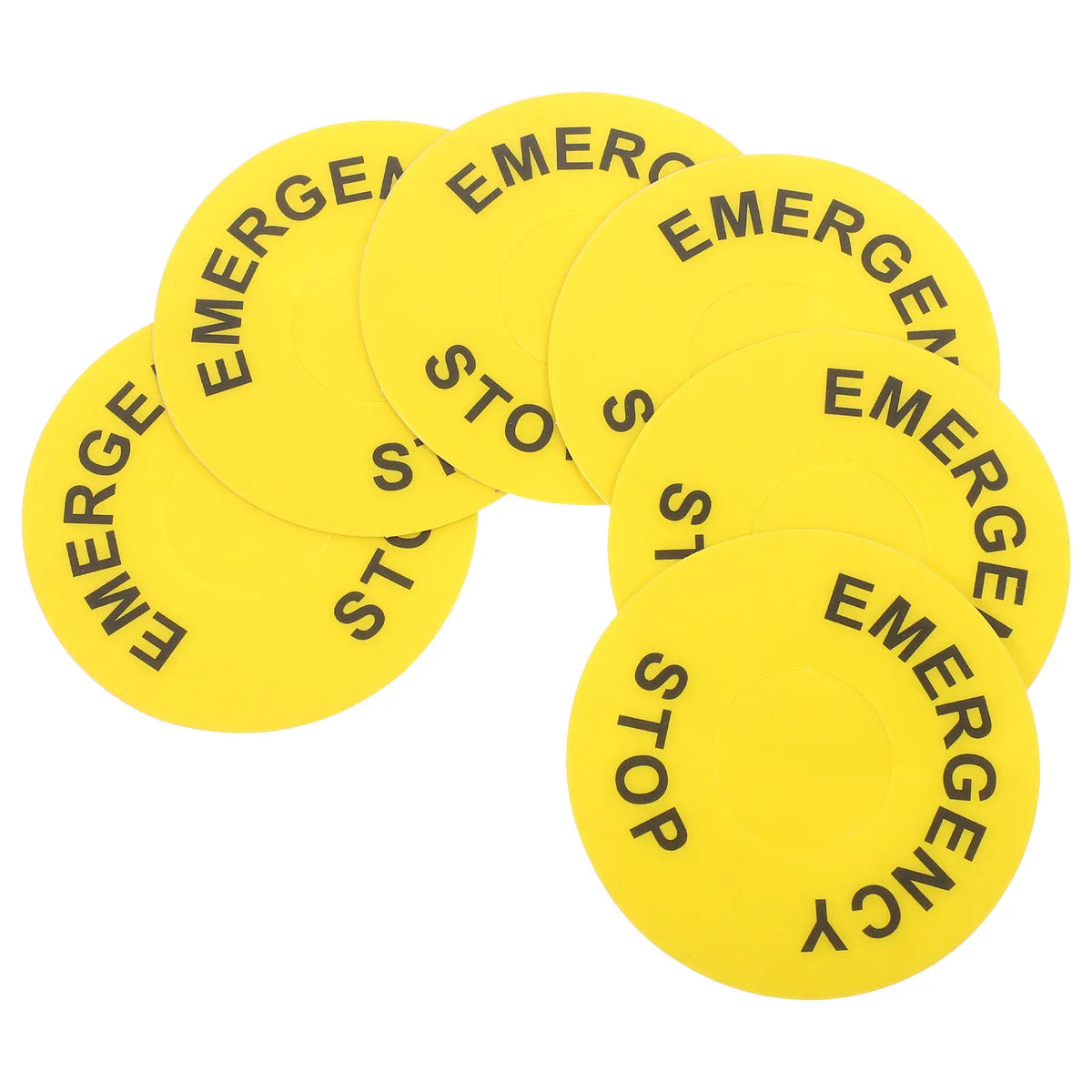 6-Pack Emergency Stop Safety Warning Labels – PVC Stickers Safety Warning Labels PLUSH