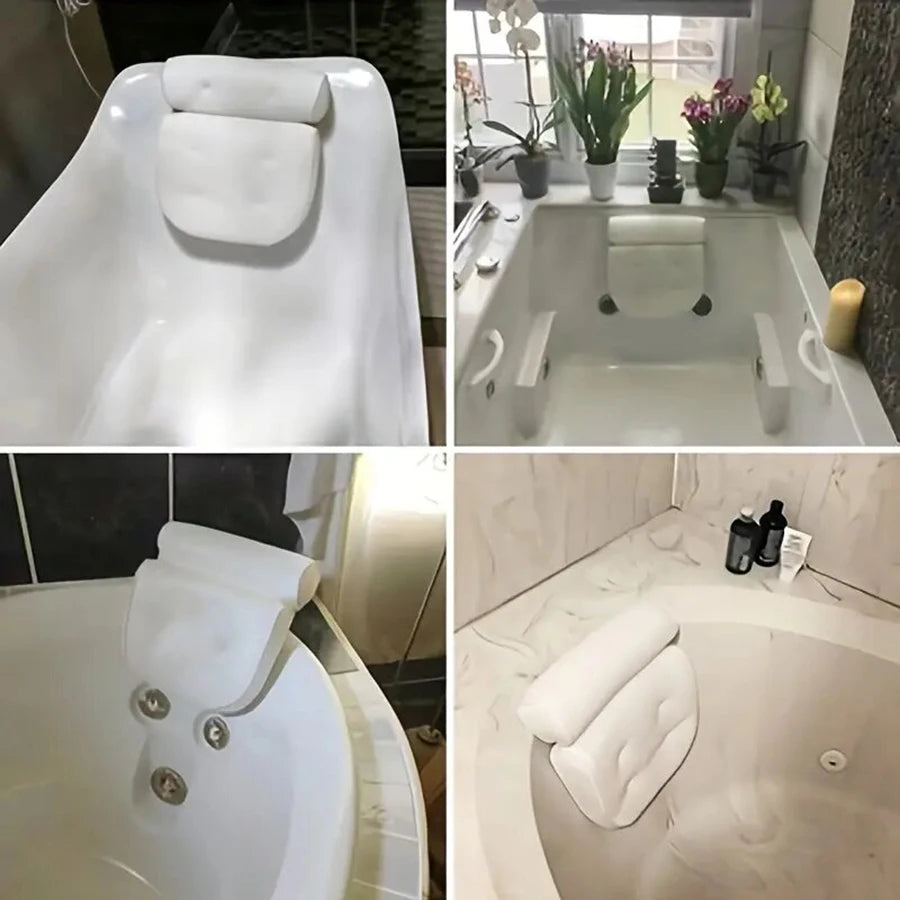 Spa Bathtub Pillow with Anti-Slip Suction Cups | Neck & Back Bathtub Spa Pillow PLUSH