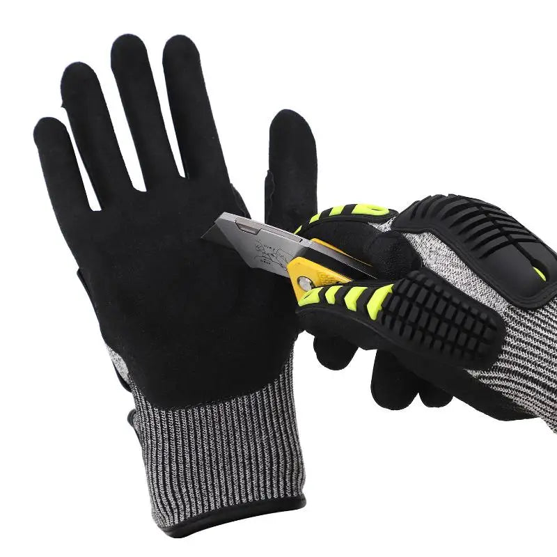 Cut Resistant Work Gloves – Anti-Impact Nitrile Palm Safety Safety Work Gloves PLUSH