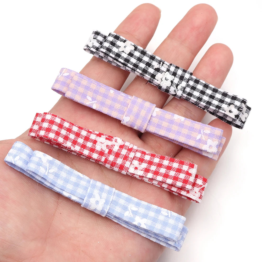 5pcs Plaid Floral Polyester Bowknots – DIY Hair & Craft Decor DIY Hair Bow PLUSH