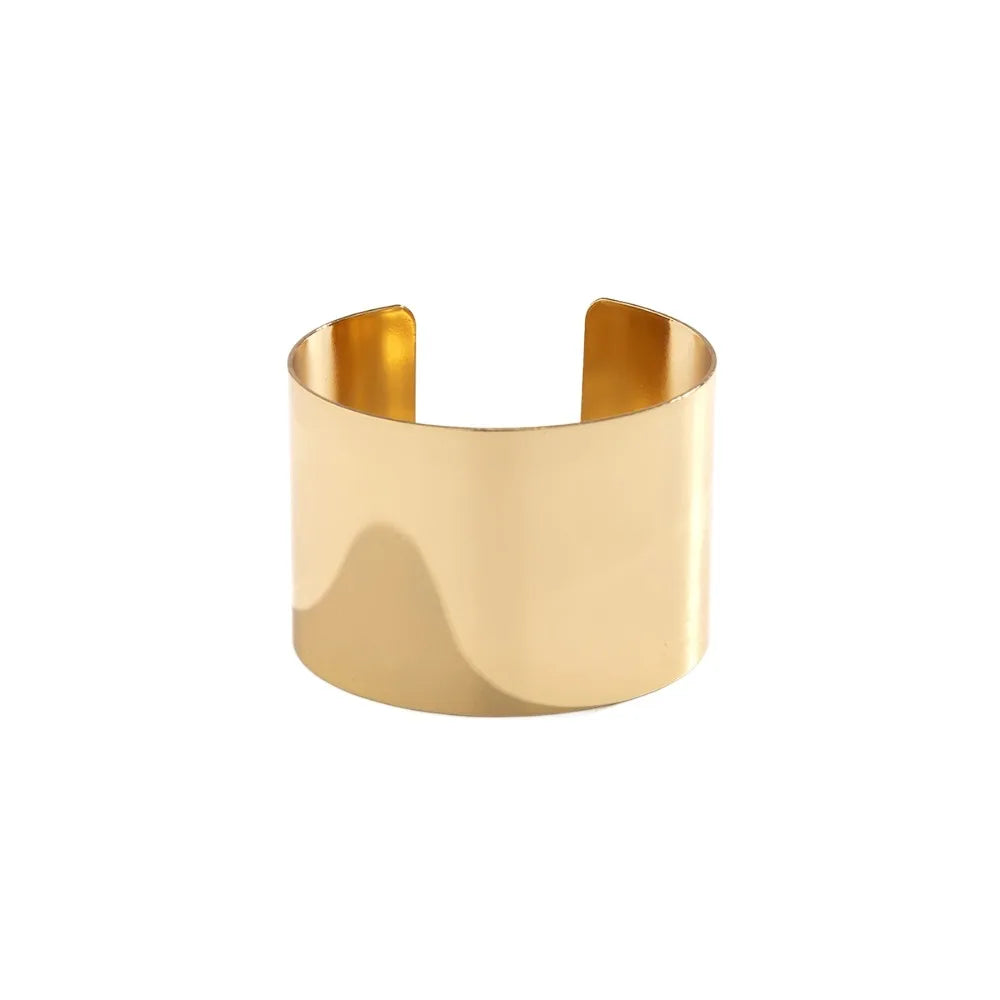 Wide Open Cuff Bangle – Bold Smooth Surface Statement Bracelet Cuff Bangle Bracelet PLUSH Golden-Short