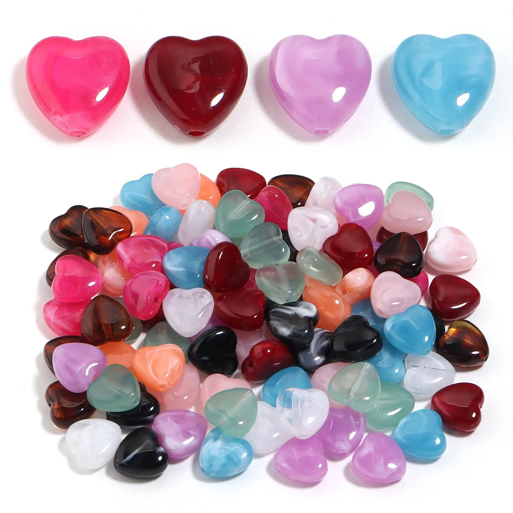 10pcs Colorful Acrylic Heart Spacer Beads 14mm – DIY Jewelry Acrylic Spacer Beads PLUSH