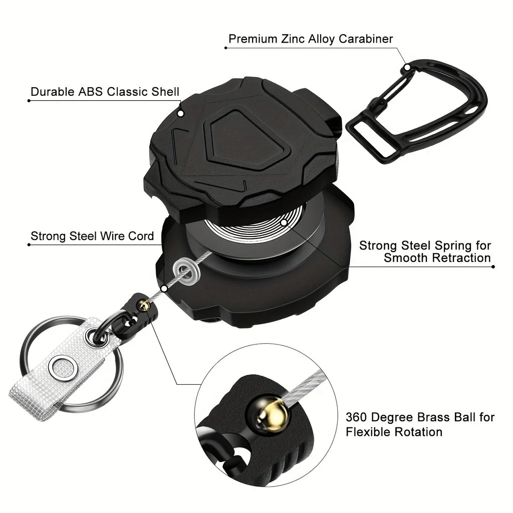 Retractable Carabiner Keychain & Vertical ID Card Badge Holder Retractable Badge Reel PLUSH