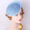 Wide Brim Linen Fascinator Hat Base – Vintage Mesh Headpiece Fascinator Hat Base PLUSH Light Blue