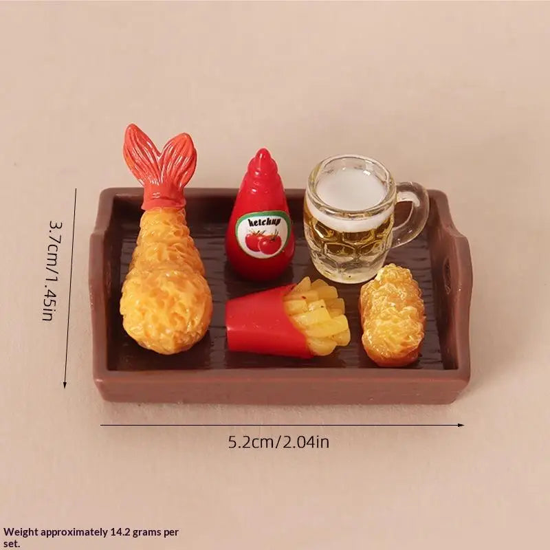 Miniature Fast Food Set 1:12 Scale Dollhouse Resin Props Dollhouse Accessory Set PLUSH A5