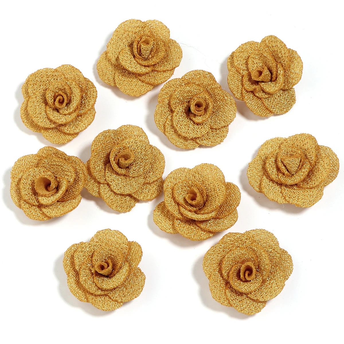 10pcs 3cm Fabric Rose Flowers for DIY Sewing & Crafts Fabric Flower Embellishments PLUSH yellow 3cm