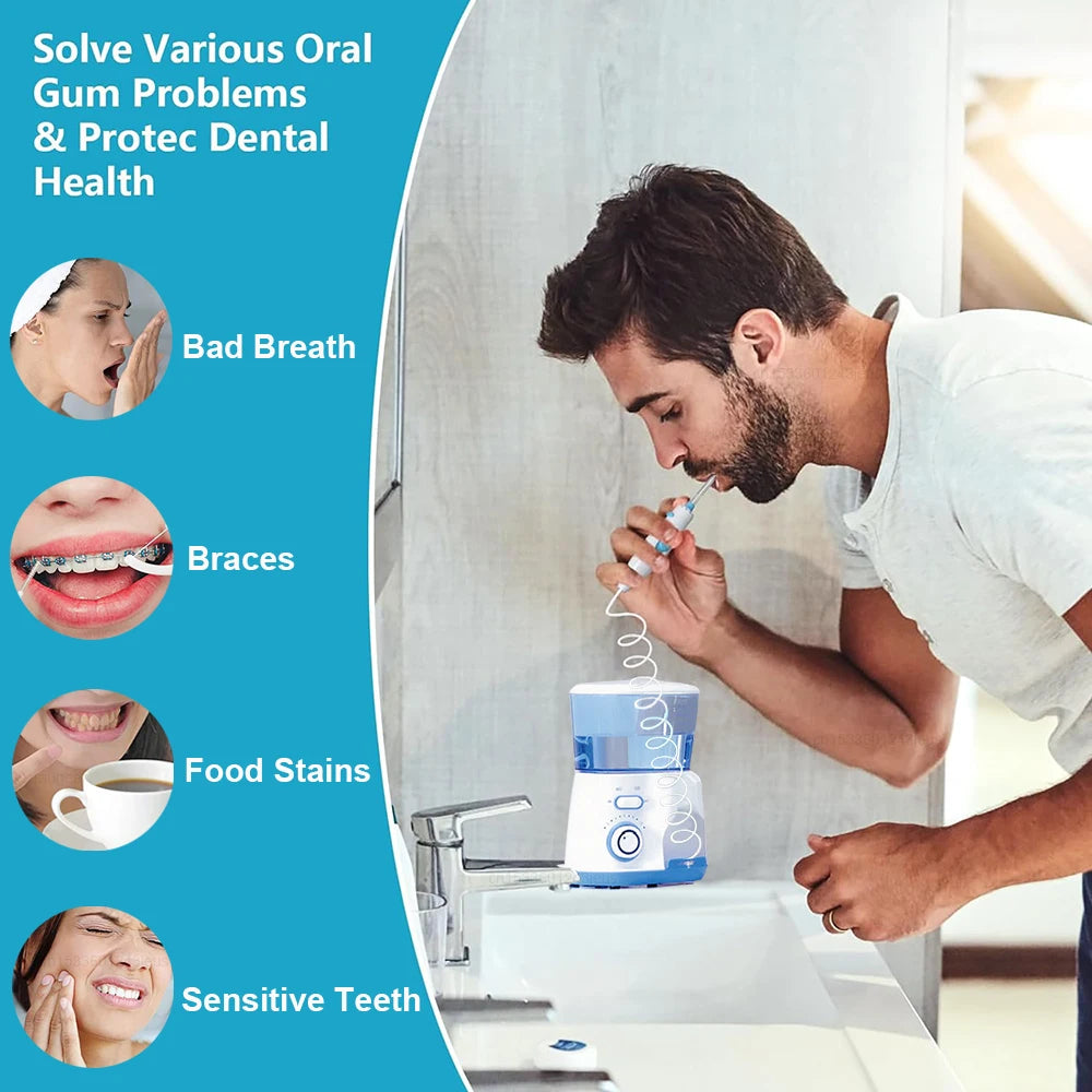 Raugee 800ML Electric Dental Water Flosser | 5 Nozzles, 10 Modes Oral Irrigator PLUSH