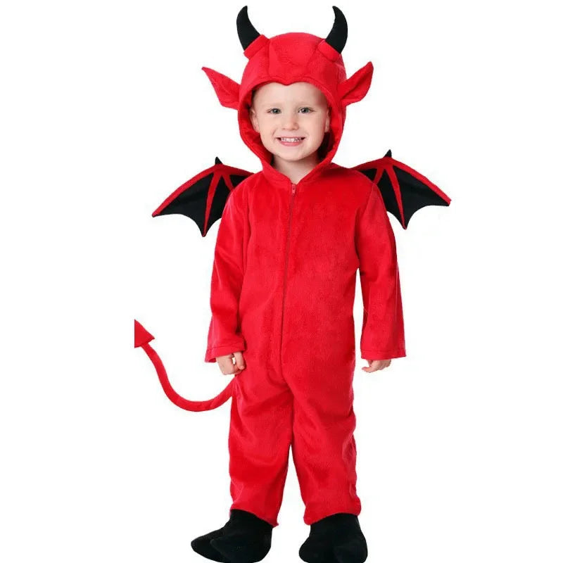 Kids Halloween Vampire Demon Costume – Hooded Red Bat Cape Kids Halloween Costume PLUSH red S