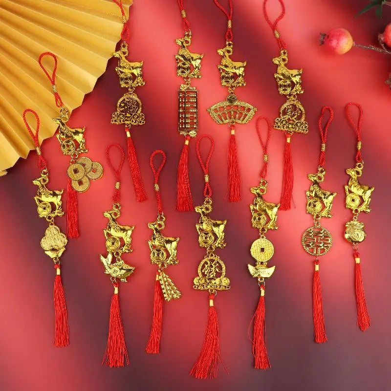 Chinese New Year 2027 Goat Lucky Tassel Hanging Ornament Holiday Hanging Ornament PLUSH