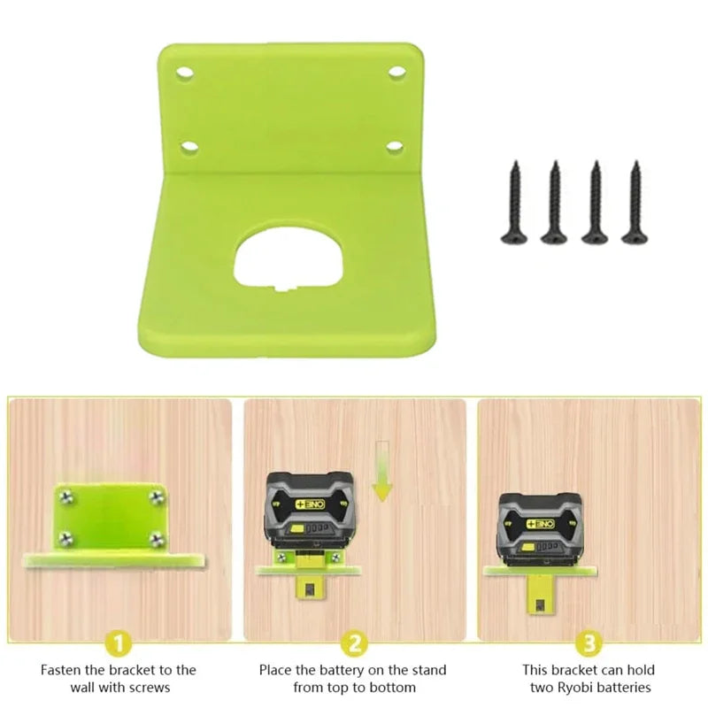 3-Pack Wall Mount Battery & Tool Holder Rack for Ryobi 18V Tool Storage Rack PLUSH