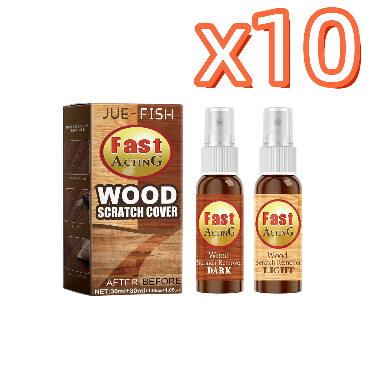 Wood Floor Restore & Scratch Repair Spray | Fast-Acting Liquid Floor Repair Spray PLUSH 1set Boxed x 10