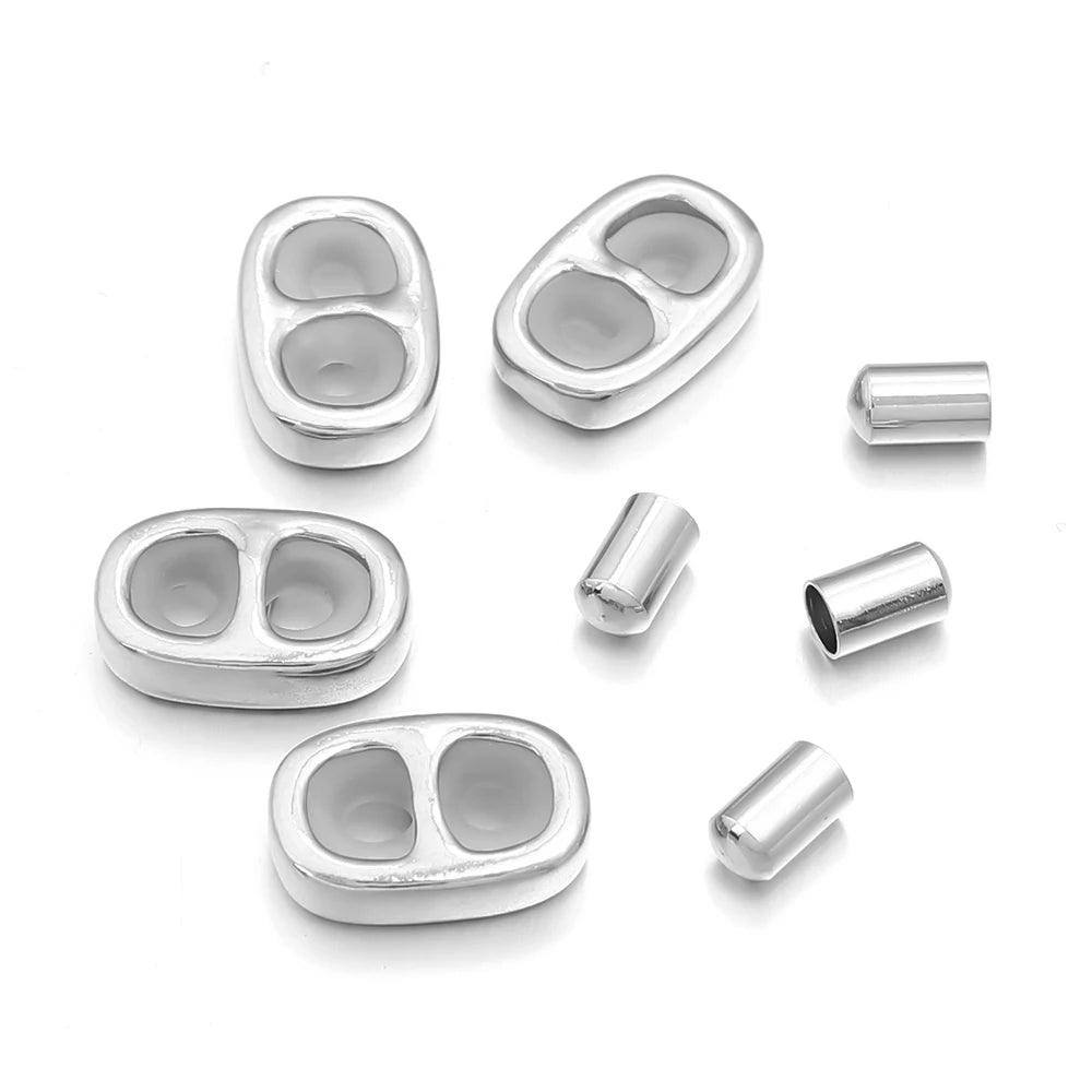 Copper Double Hole Adjustment Clasp Beads & End Caps – 4-8 Sets Jewelry Findings Clasp PLUSH Steel 8sets