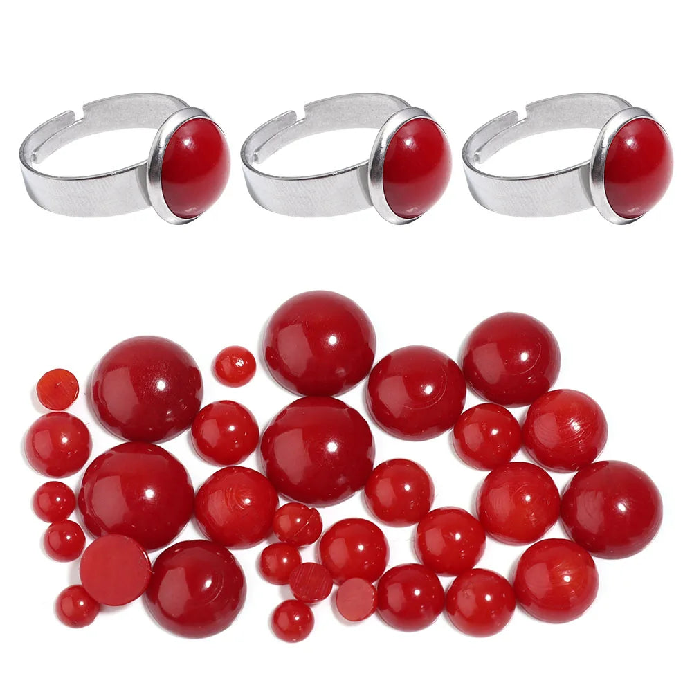 Red Coral Stone Round Cabochons – DIY Jewelry Making 5-12mm Jewelry Cabochons PLUSH