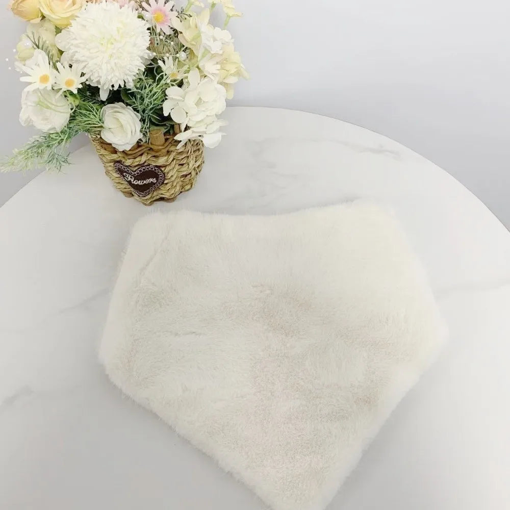 Women's Plush Faux Fur Triangle Scarf – Leopard Print Neck Warmer Plush Triangle Scarf PLUSH Style B