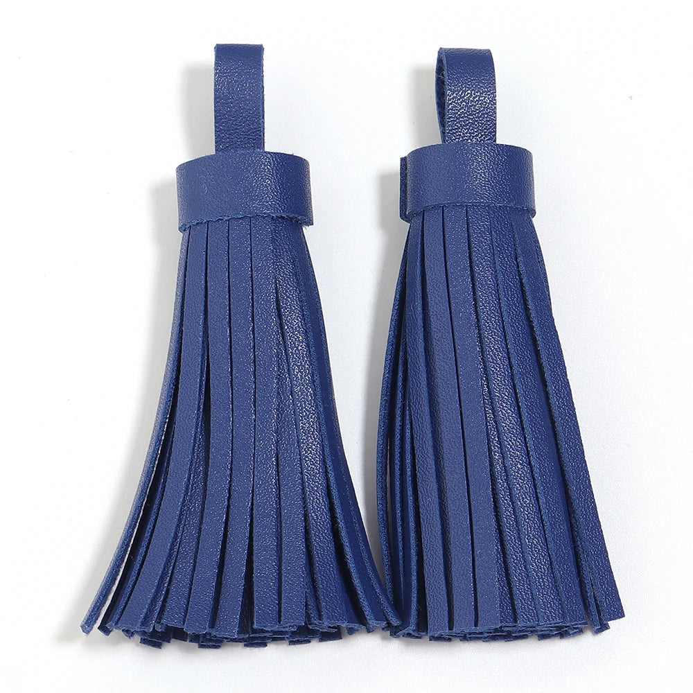 4pcs 9cm PU Leather Tassel Pendants – Bag Charm & DIY Jewelry Tassel Pendants PLUSH royal blue