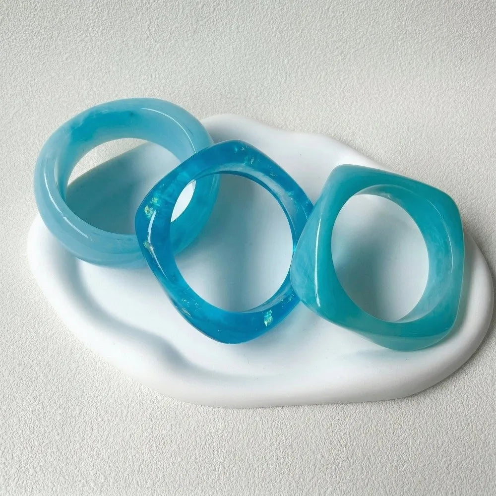 Translucent Resin Bangles – Gradient Marbled Chunky Cuffs Resin Bangle Bracelet PLUSH