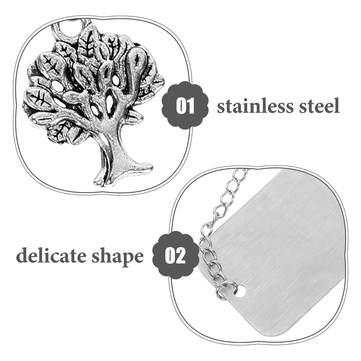 2Pcs Life Tree Metal Bookmarks with Chain | Stainless Steel Metal Bookmark Set PLUSH