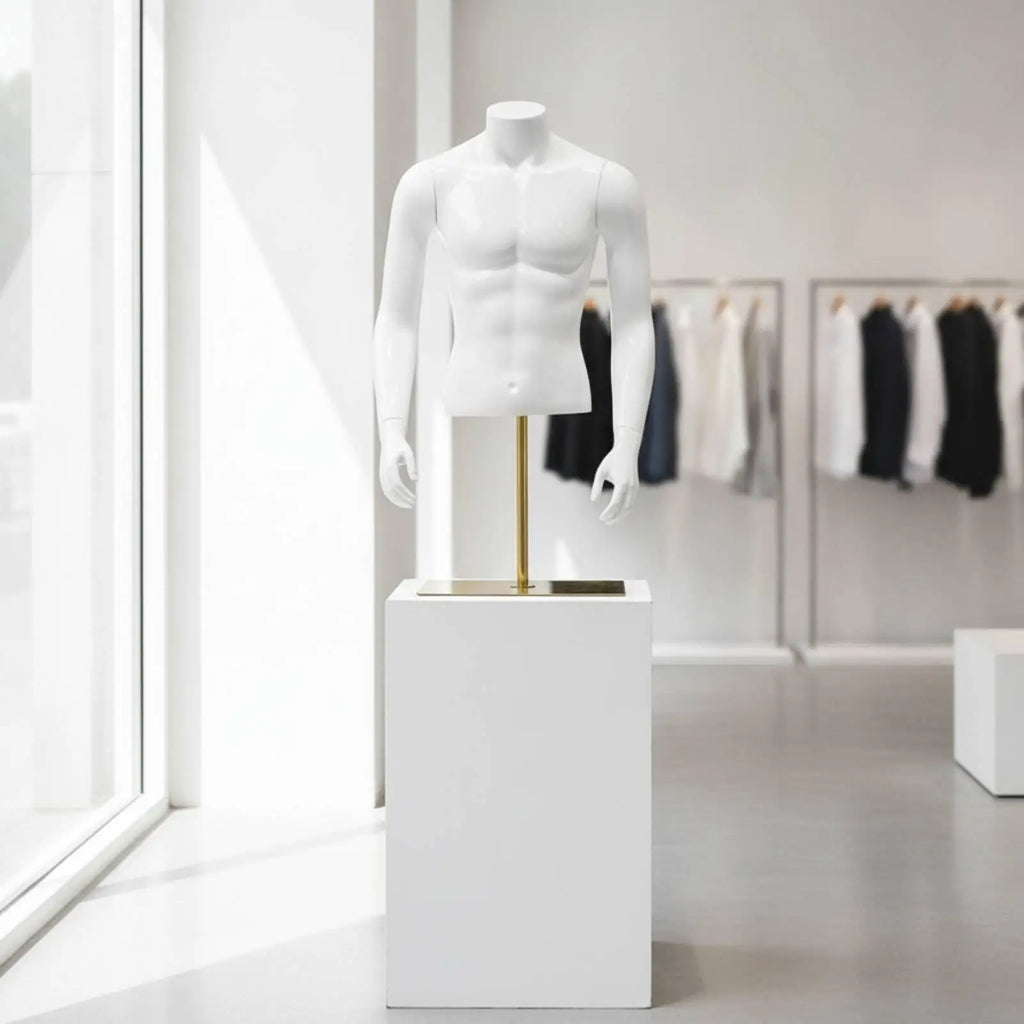Men's Mannequin Torso Display with Adjustable Stand Mannequin Display Form PLUSH