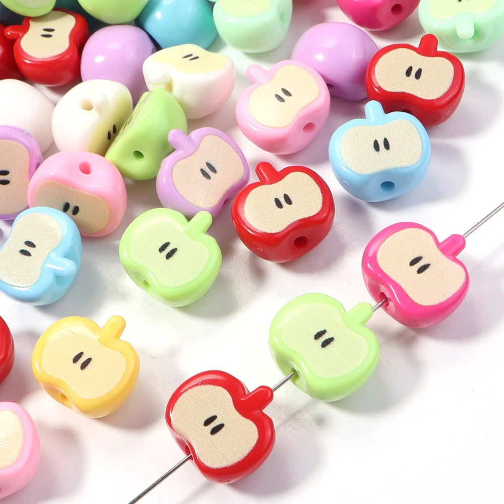 10pcs Half Apple Acrylic Spacer Beads – Colorful DIY Jewelry Acrylic Spacer Beads PLUSH