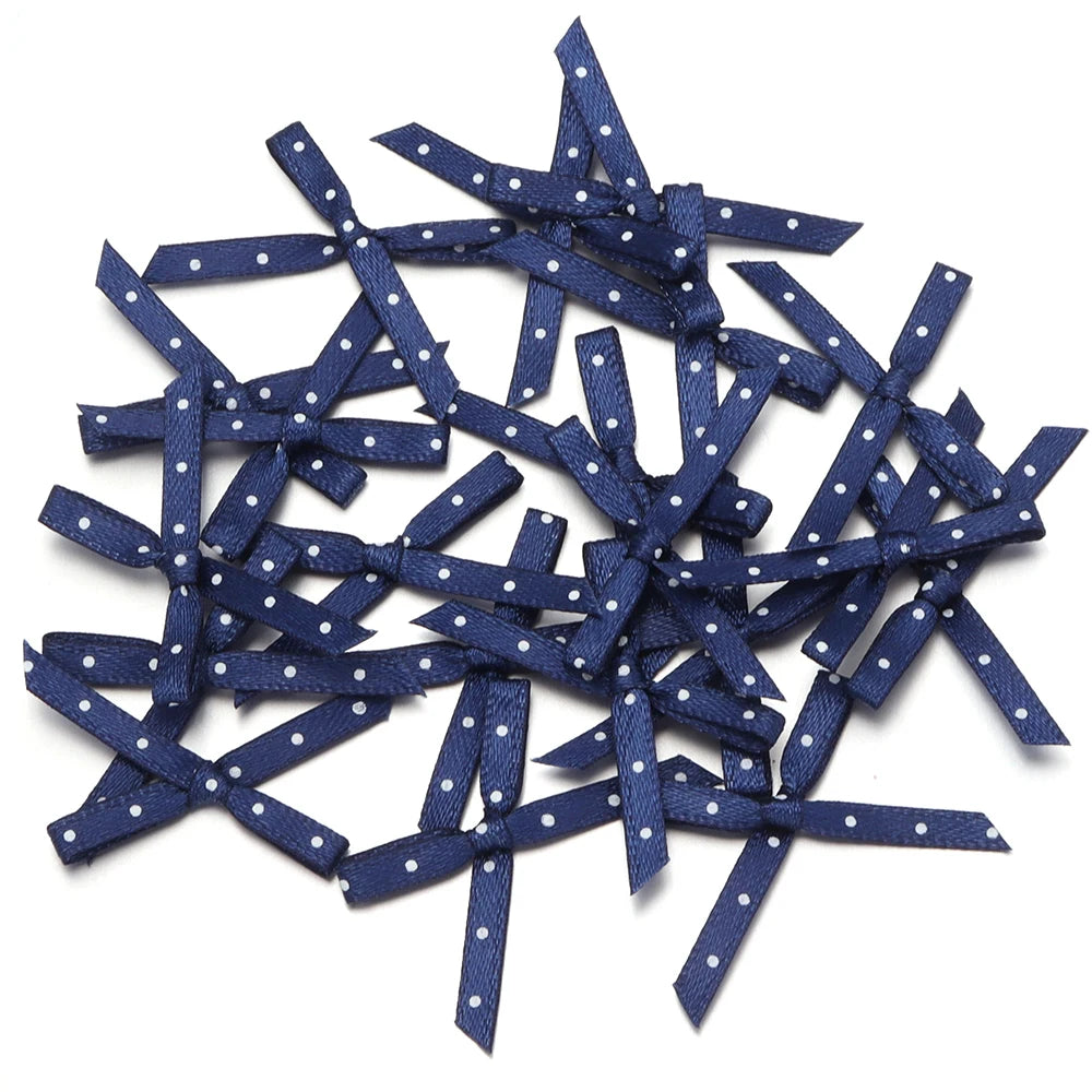 50pcs Polka Dot Ribbon Bows – Polyester DIY Craft Bowknots Ribbon Bows PLUSH royal blue