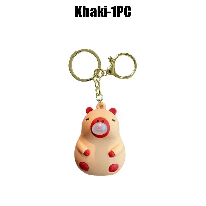 Capybara Bubble Blowing Keychain – Squeeze Toy Backpack Charm Novelty Keychain Toy PLUSH Brown-1PC
