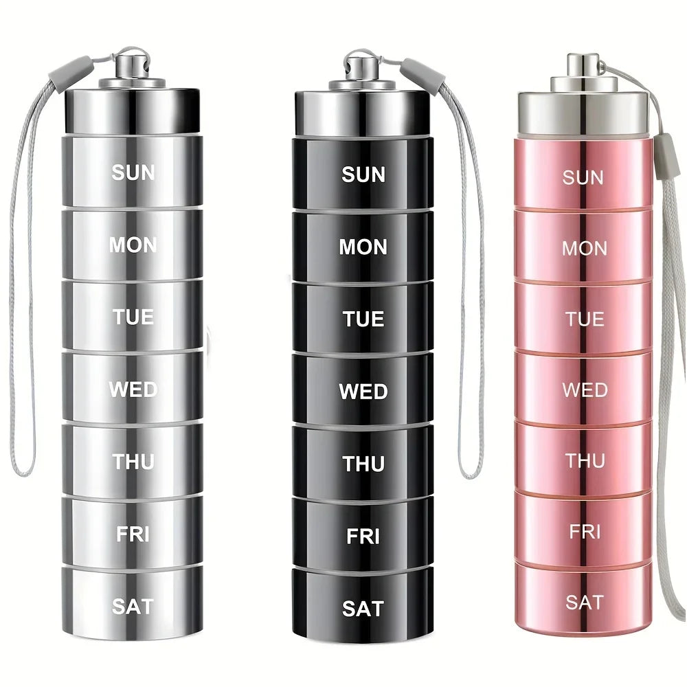 Metal 7-Day Pill Organizer – Waterproof Travel Pill Case Pill Organizer PLUSH