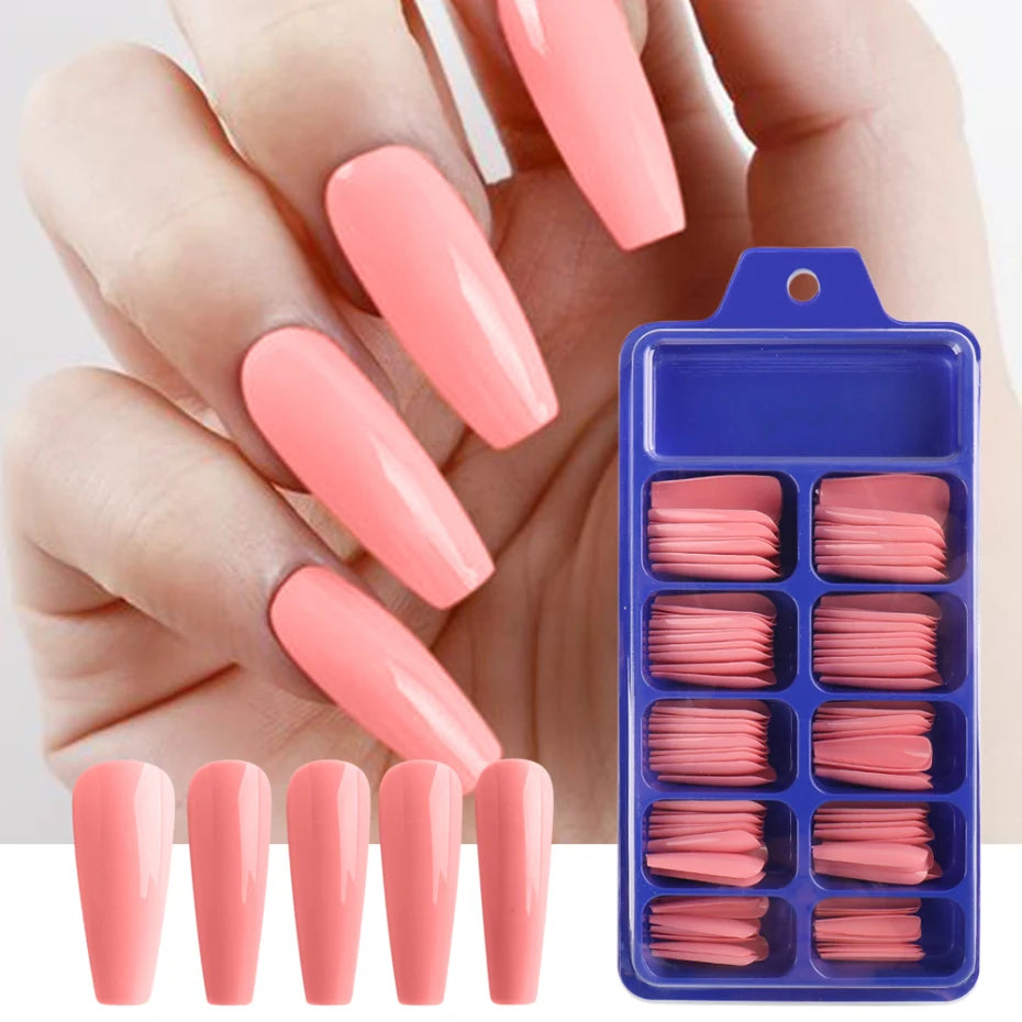100pcs Coffin Press On Nails – Acrylic Nail Extension Kit