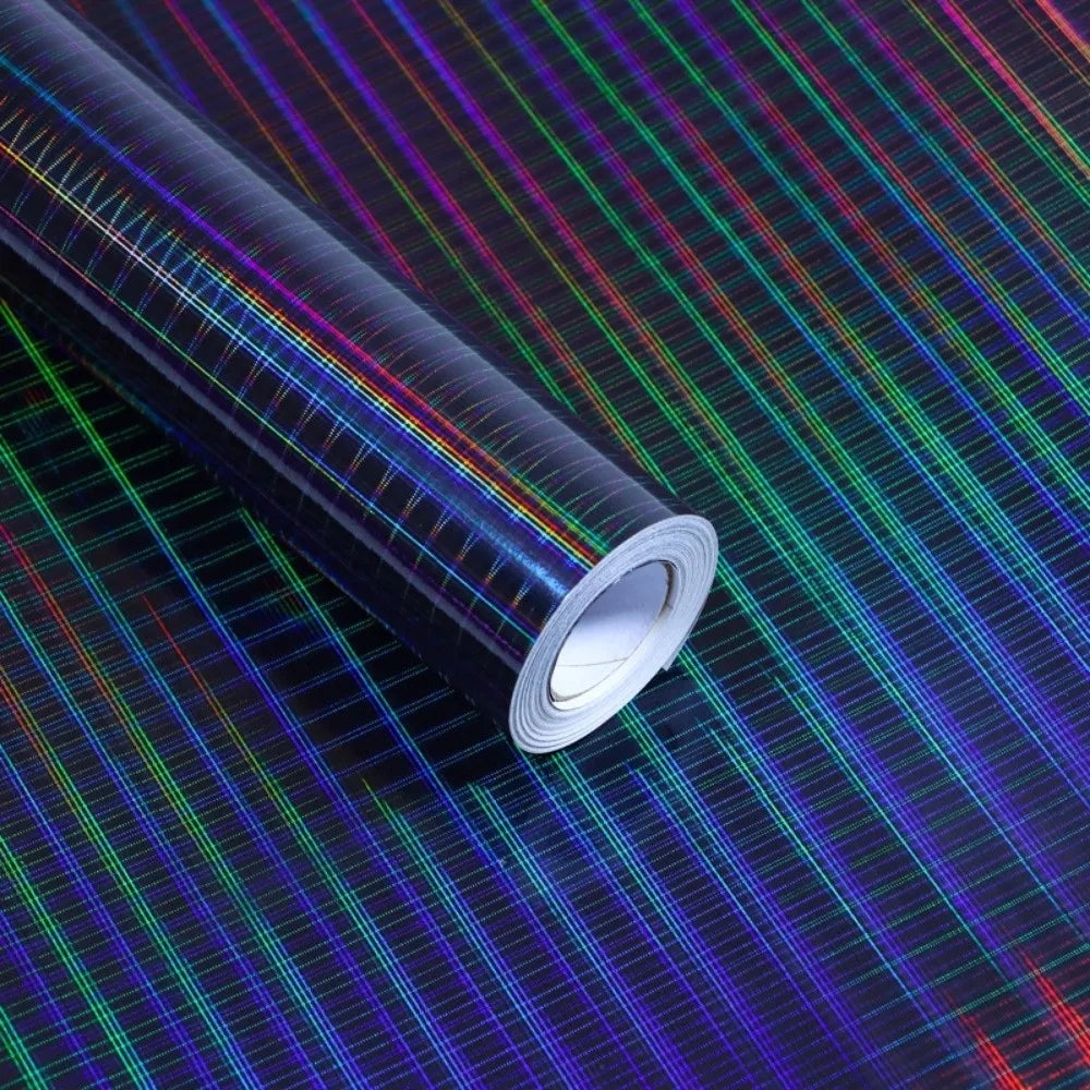 Gradient Laser Wrapping Paper Roll 43×300cm – Holographic Gift Wrapping Paper PLUSH Black Color