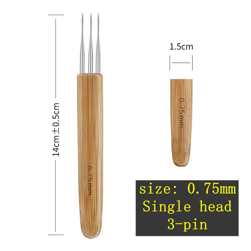 Wooden Crochet Dreadlocks Braid Needle – Hair Extension Tool Hair Crochet Needle PLUSH NO.6