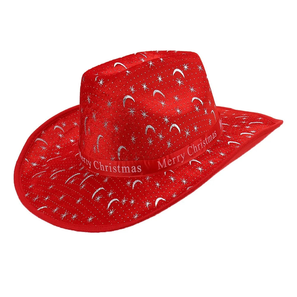 Sequin Christmas Cowboy Felt Top Hat – Holiday Party Accessory Holiday Party Hat PLUSH Style 5