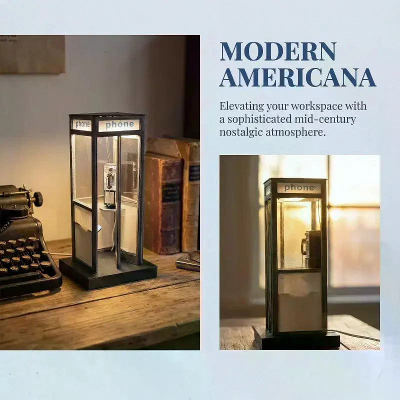 Retro Telephone Booth Table Lamp – Warm LED Night Light Decorative Table Lamp PLUSH