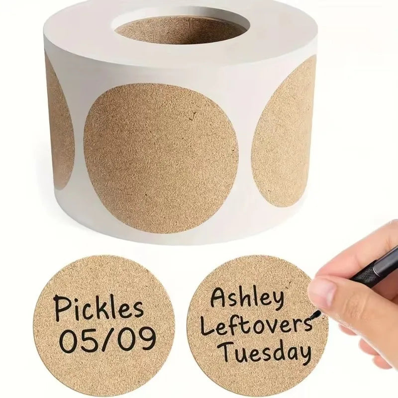 500pcs Kraft Round Stickers – Self-Adhesive DIY Label Roll Kraft Paper Stickers PLUSH