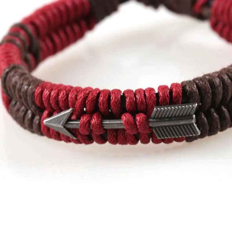 Hand-Woven Bow & Arrow Couple Bracelet – Red Rope Charm Charm Bracelet PLUSH