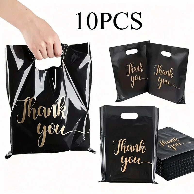 Black Thank You Gift Bags with Handles – 10/30/50pcs Pack Gift Bags PLUSH 10PCS 30x20cm