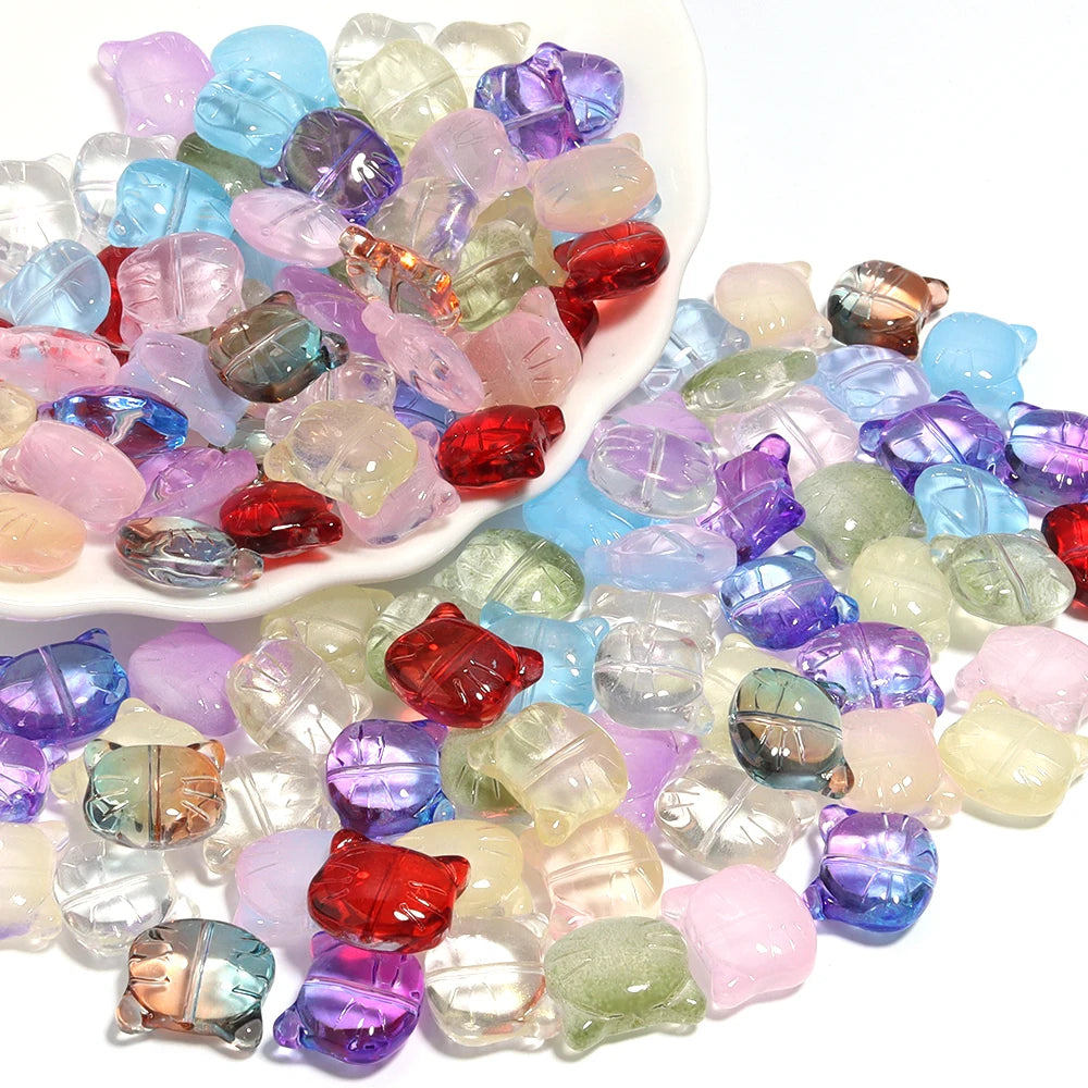 30pcs Glass Cat Head Beads 12x14mm Lampwork DIY Jewelry Lampwork Glass Beads PLUSH