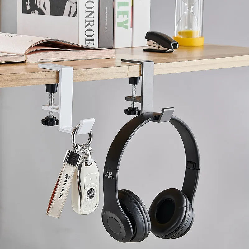 Punch-Free Headset Hanger Adjustable Desk Edge Hook – 1/2pc Desk Hook Organizer PLUSH
