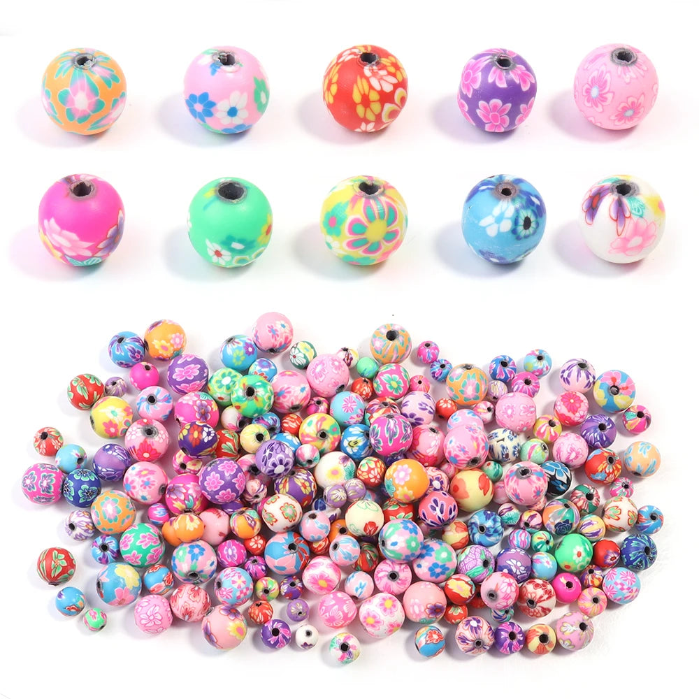 50pcs Polymer Clay Flower Round Spacer Beads – DIY Jewelry Clay Spacer Beads PLUSH