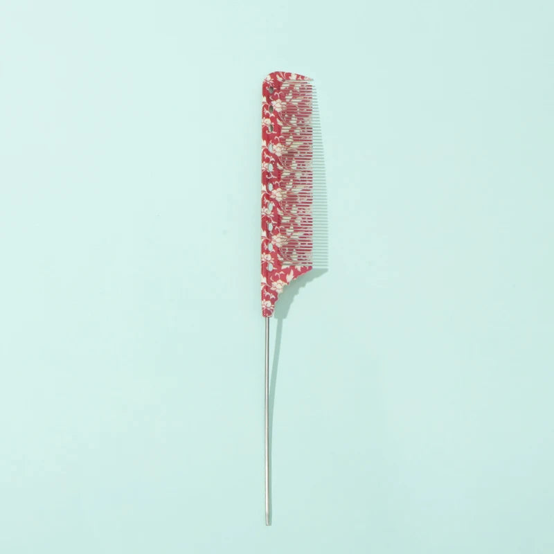 Anti-Static Rat Tail Combs – 8 Colorful Patterns | 1/3/8pcs Hair Styling Comb PLUSH Red flowers