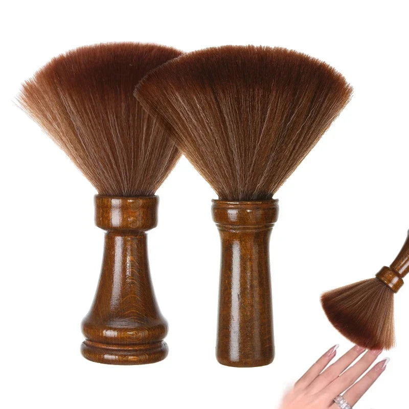 2Pcs Salon Neck Duster Brush – Soft Bristle Wood Handle Salon Neck Duster Brush PLUSH