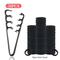 51pcs Hairdressing Comb Set with Hair Bands & Root Clips Hair Styling Set PLUSH Black opp bag