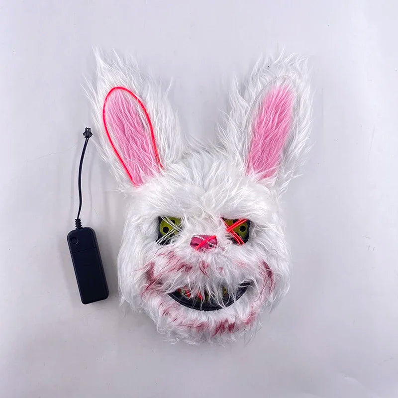 LED Glowing Rabbit Mask – Halloween Cosplay Costume Headgear Halloween Costume Mask PLUSH