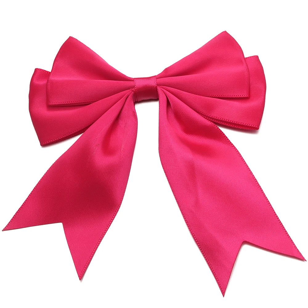 5pcs Double Layer Satin Swallowtail Bows – DIY Hair & Jewelry Ribbon Bow Findings PLUSH hot pink