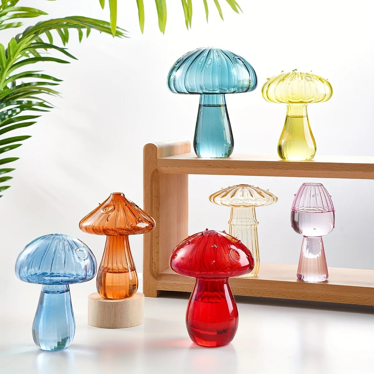 Transparent Glass Mushroom Vase – Hydroponic Planter Decorative Glass Vase PLUSH