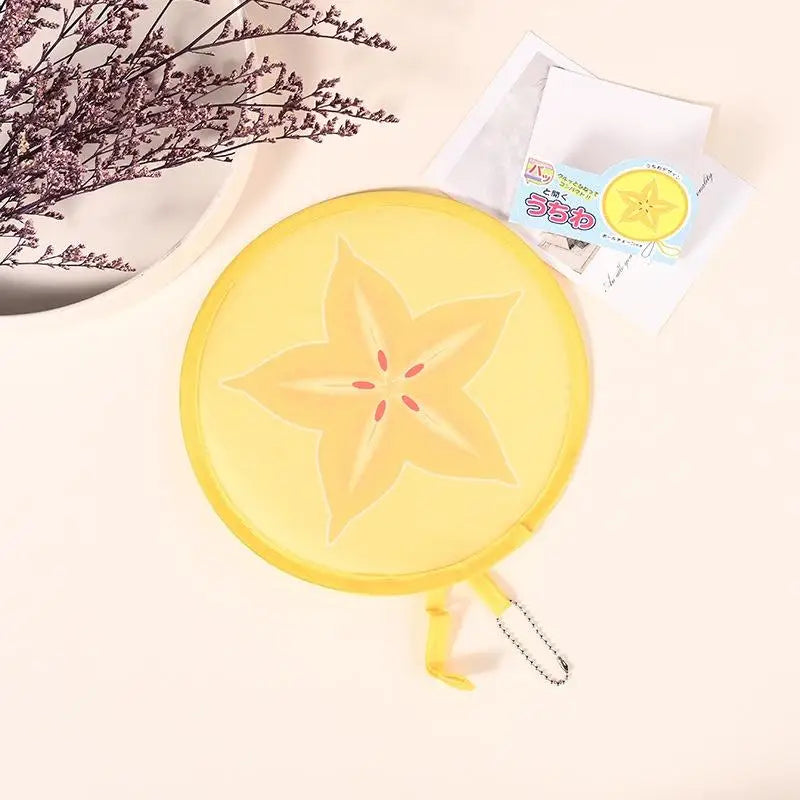 Fruit-Pattern Round Handheld Pocket Fan – Portable & Cute Handheld Pocket Fan PLUSH A2