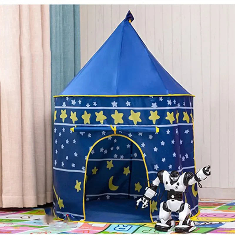 Kids Foldable Castle Play Tent – Toddler Indoor Outdoor Playhouse Kids Play Tent PLUSH Blue