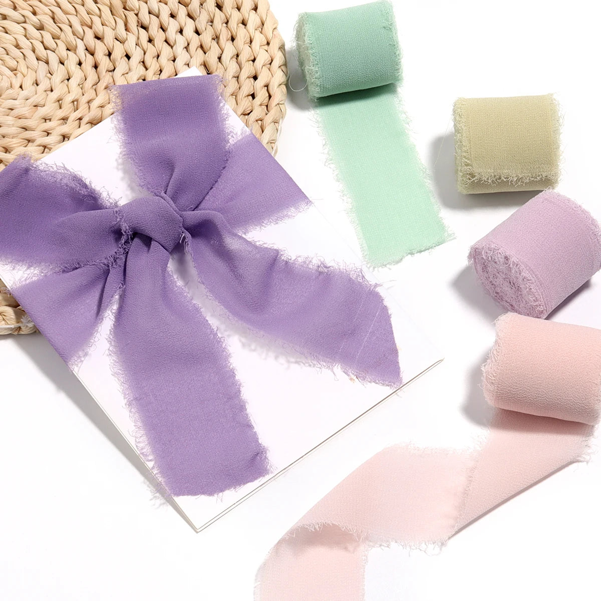 5m Frayed Edge Chiffon Satin Ribbon 4cm – Wedding & Gift DIY Craft Ribbon PLUSH