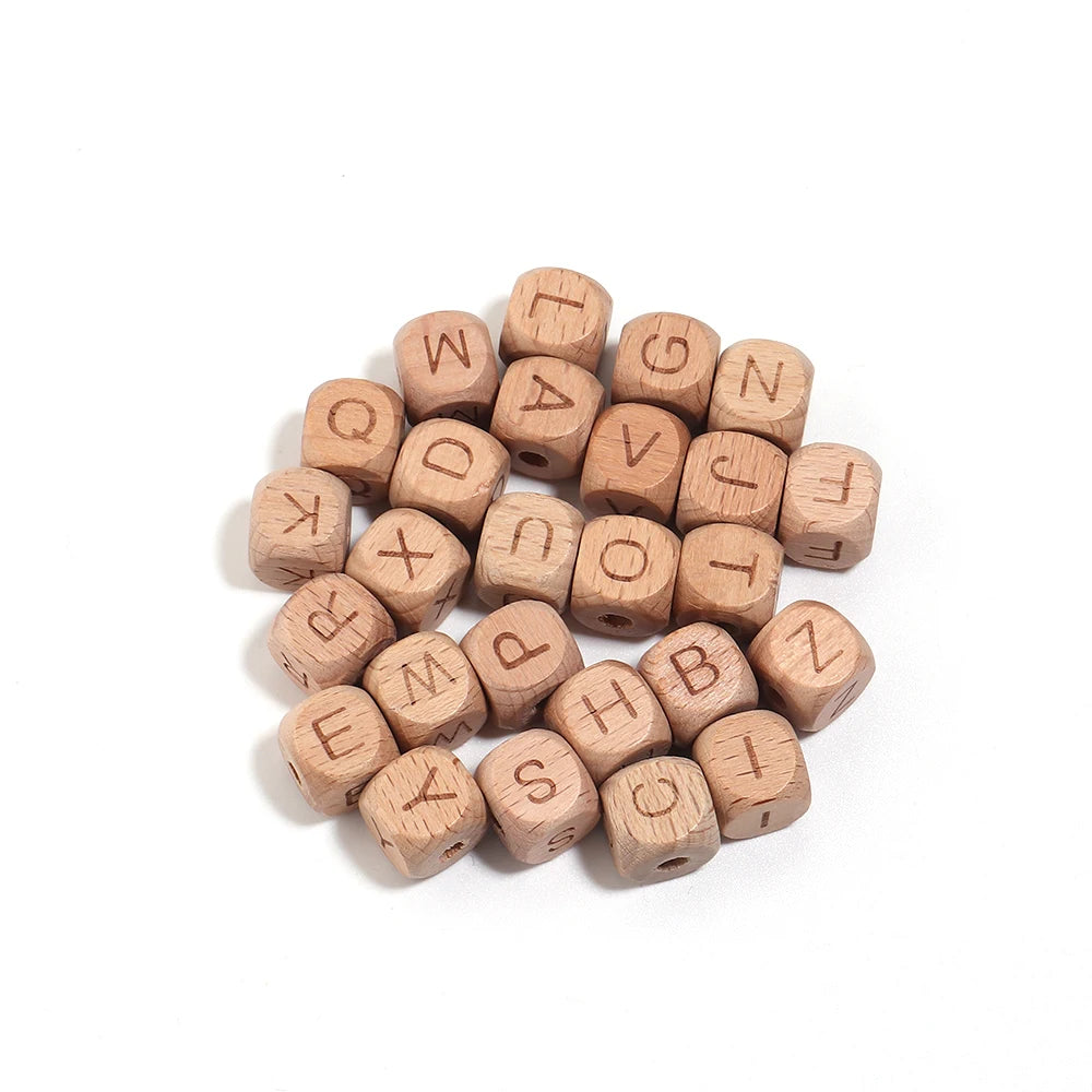 26pcs Wooden Alphabet Cube Beads 10/12mm – DIY Jewelry Making Alphabet Craft Beads PLUSH 10mm 26 letters