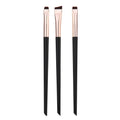 3-Piece Blade Eyeliner & Eyebrow Brush Set – Flat Fine Tip Makeup Brush Set PLUSH black gold