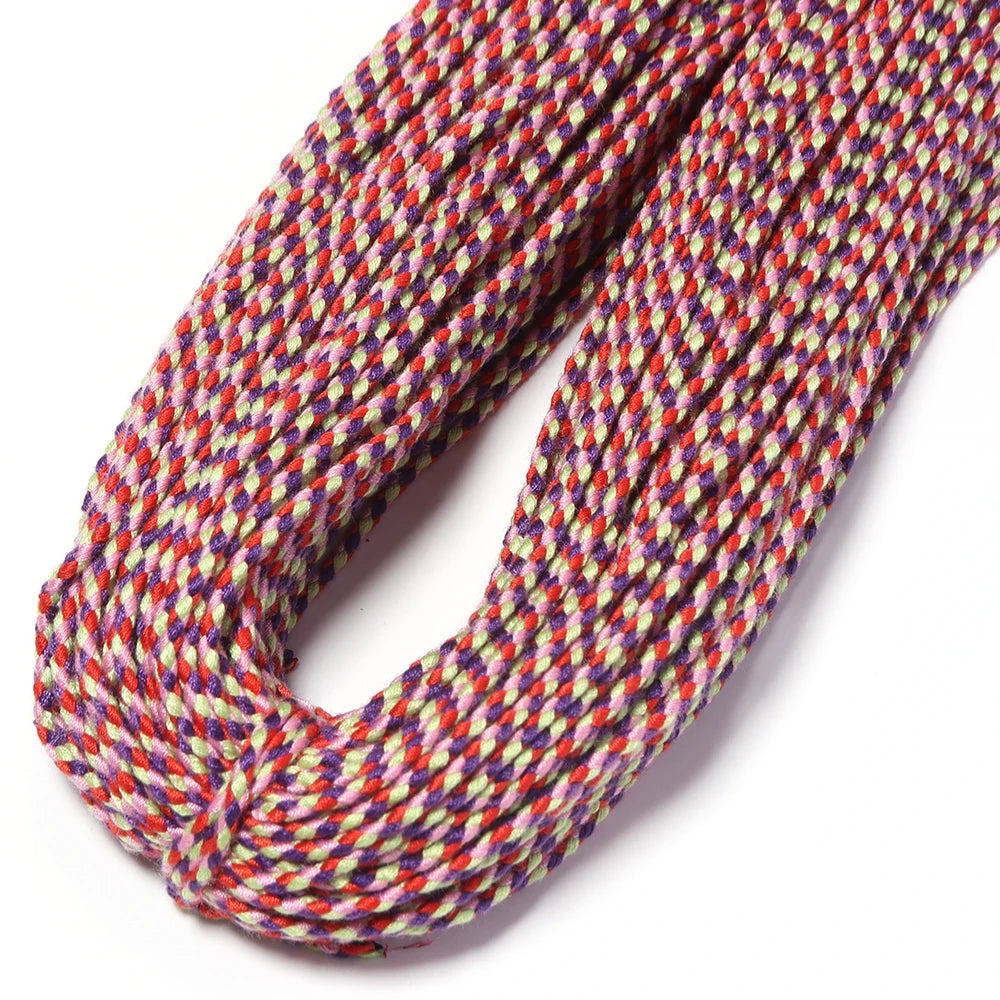 10 Yards Bohemian Multicolor Braided Cotton Cord – DIY Jewelry Braided Craft Cord PLUSH red blue green 2mm